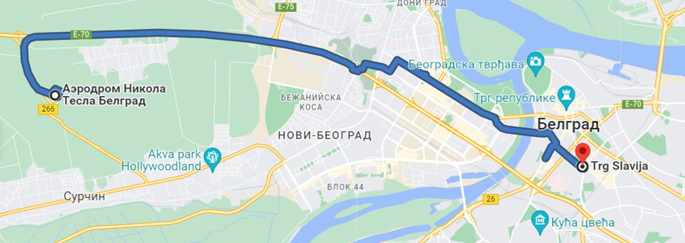 Маршрут автобуса А1 (Аэропорт-Площадь Славия)